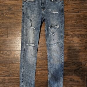 Blue jeans distressed
